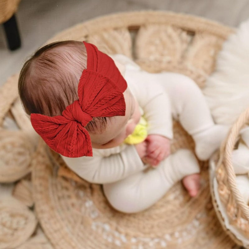 Fecawd 6PCS Baby Headbands, Girls Headbands with Bows, Soft Stretchy Nylon Hair Bands Hair Accessories for Newborn Infant Toddler - Image 3